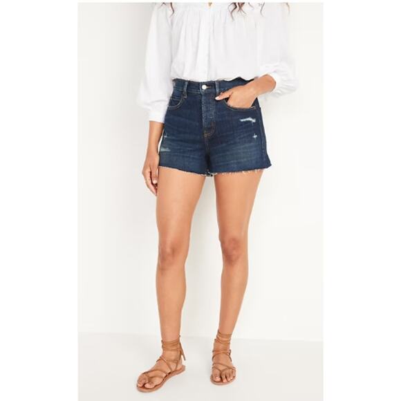 Old Navy Higher High Rise Button Fly Secret Smooth Pocket Jean Shorts Sz 2 - Picture 1 of 8
